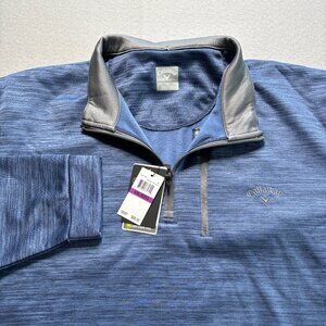 Callaway Men's Quarter-Zip UV Protection Long Sleeve Pullover Blue Size XXL